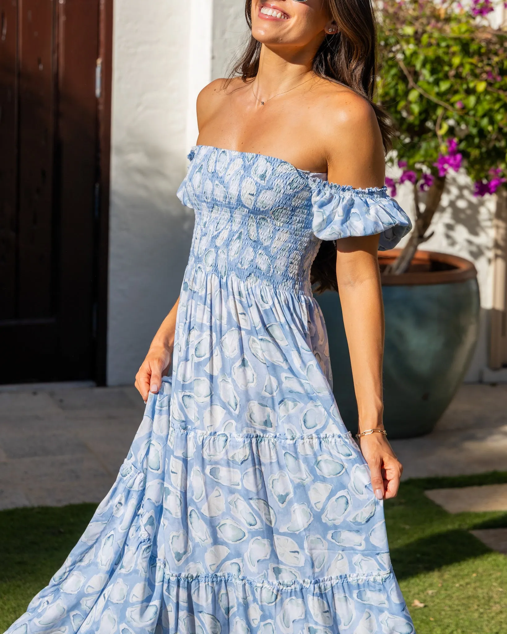 The Nantucket - Smocked Maxi Oyster Dress
